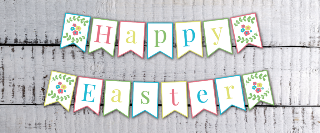 free printable boho chic happy easter banner