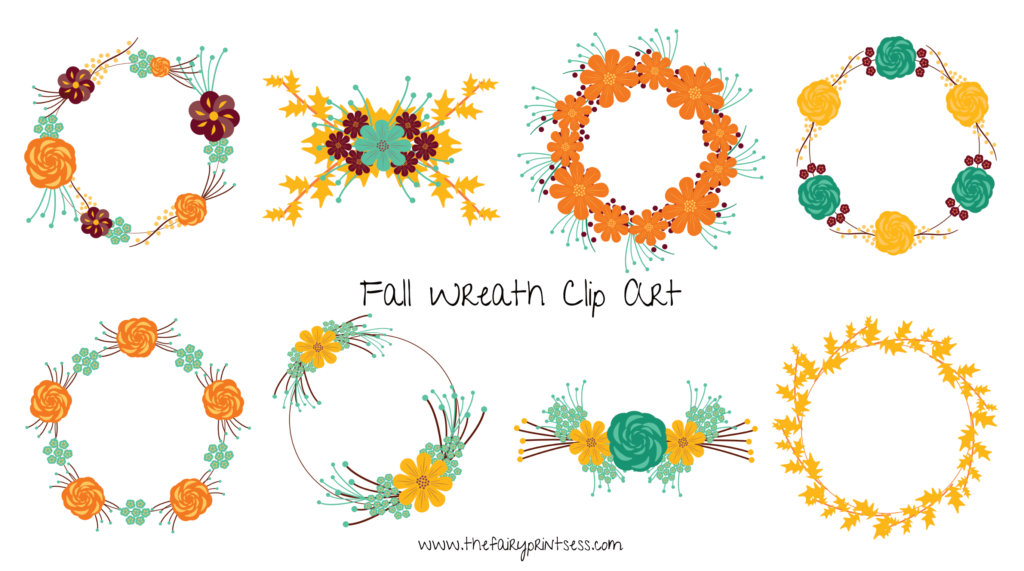 free fall wreath clip art bundle