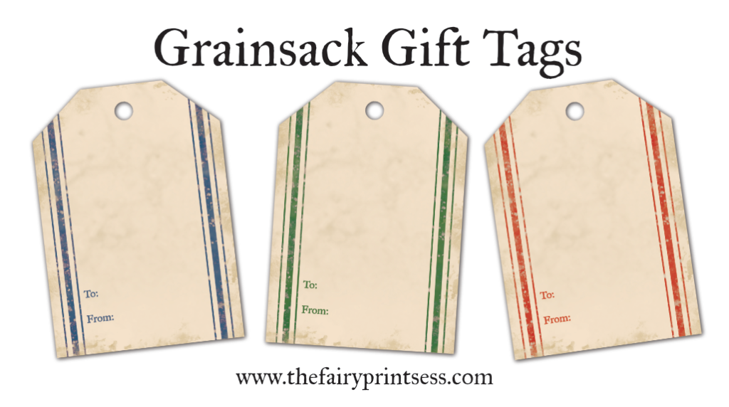 grain sack gift tags farmhouse style christmas