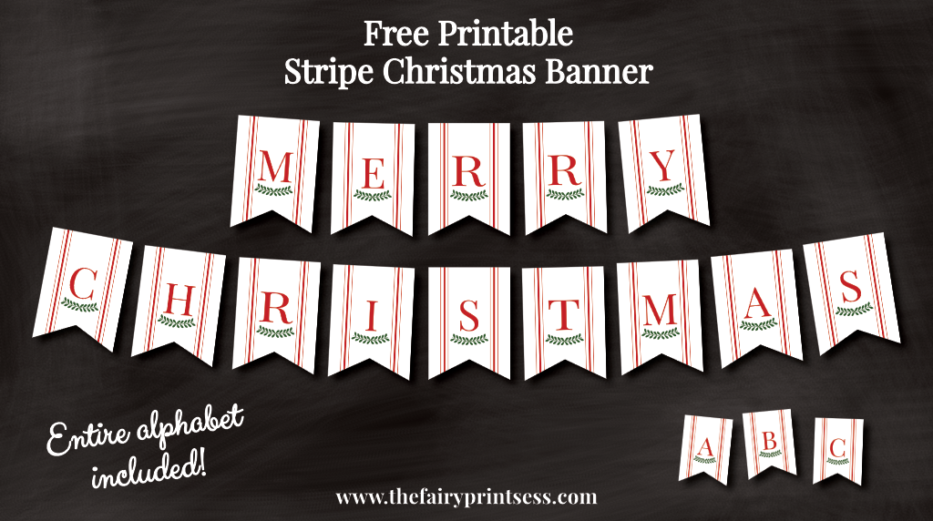 christmas banner with red stripe free printable