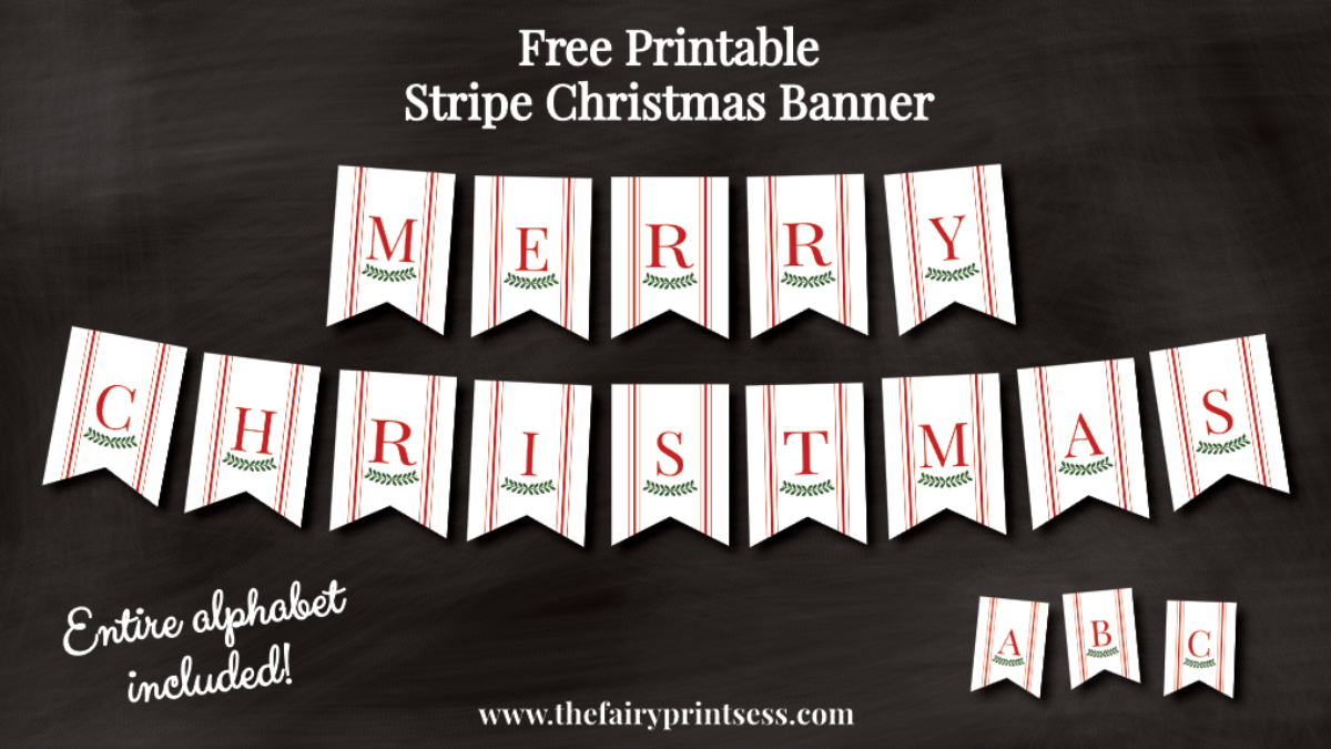 Christmas Banner Red Ticking Stripe Perfect For Christmas