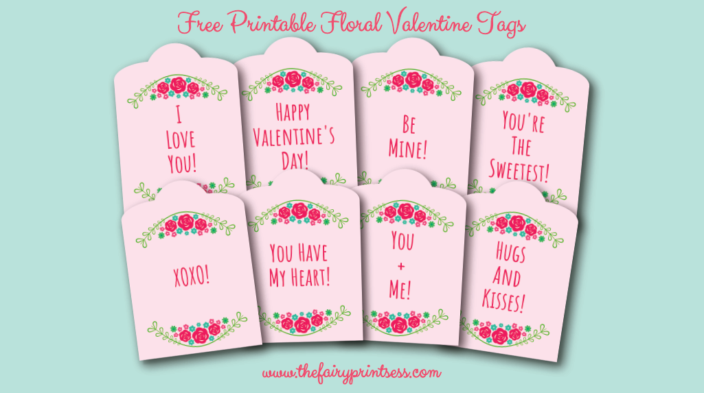 free printable floral valentine tags featured