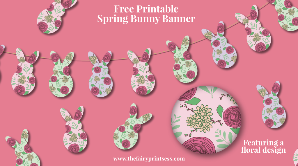 free printable floral bunny banner