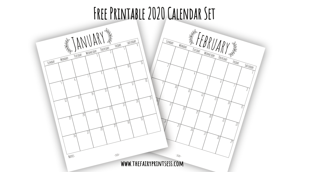 Free Printable 2020 Calendar Set – farmhouse Style With Laurel Wreath