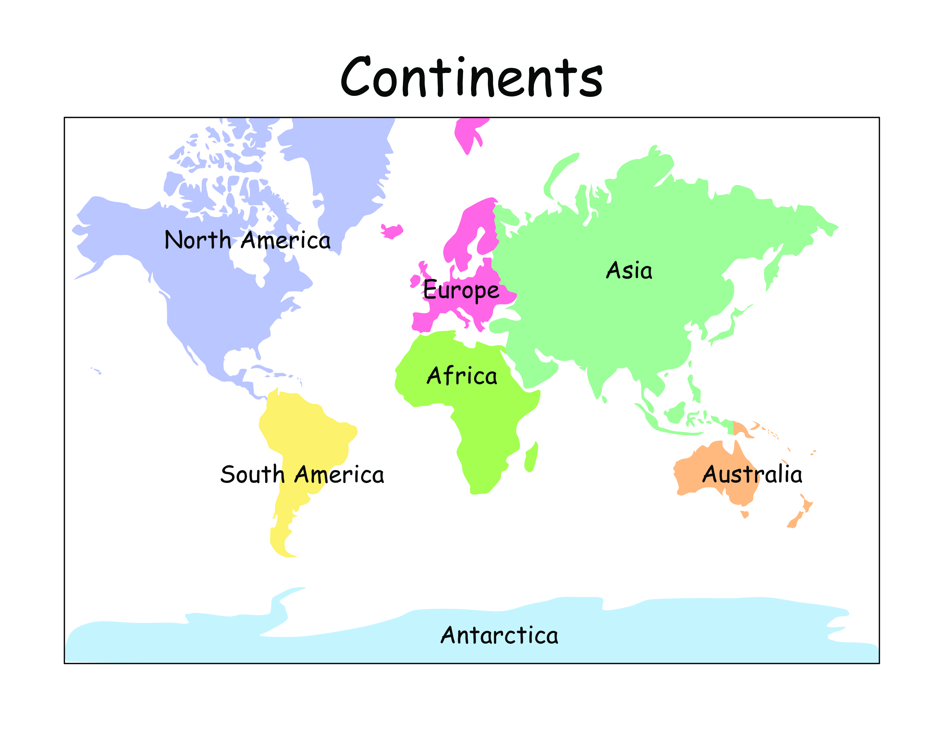 Continents-Color-Labeled
