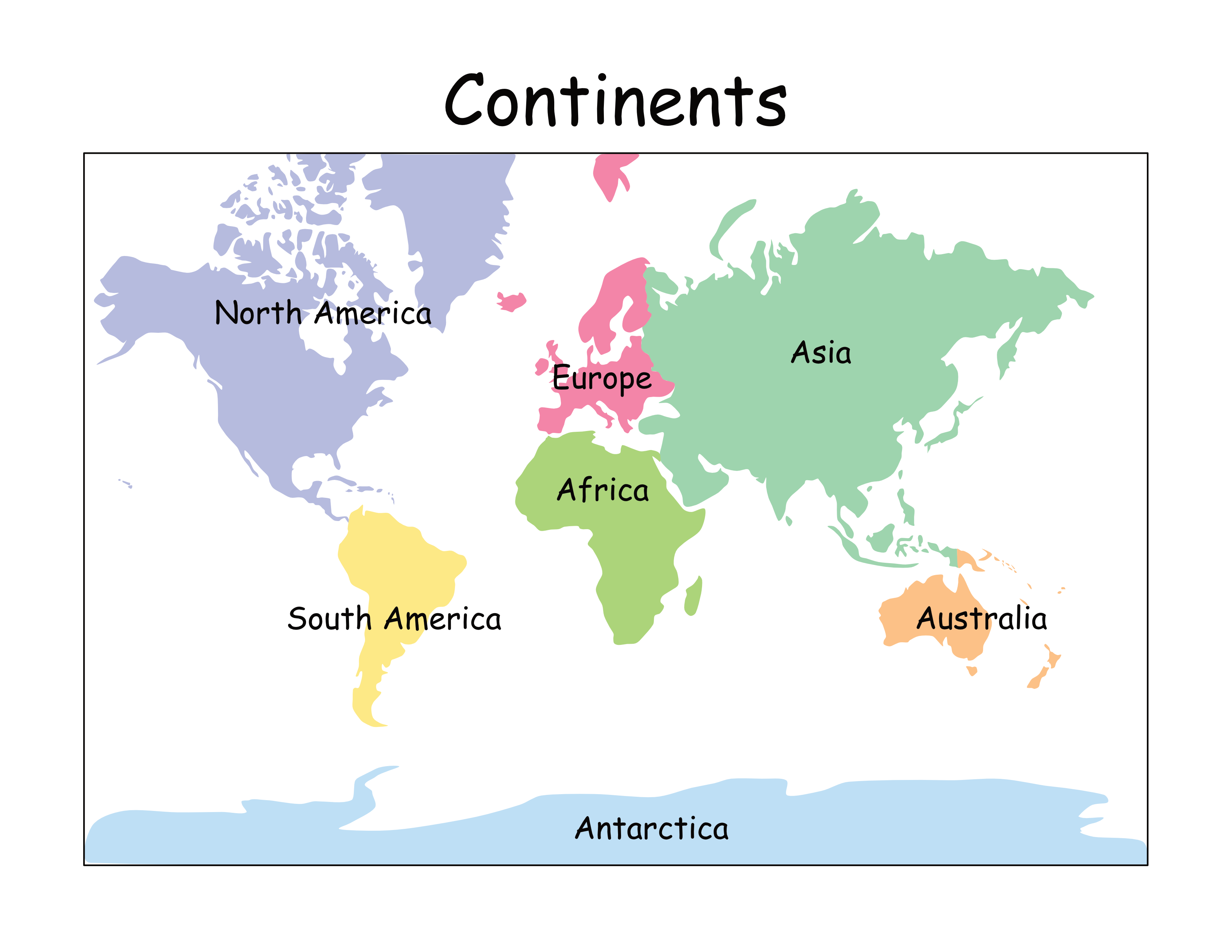 Labeled World Map Continents And Countries Images