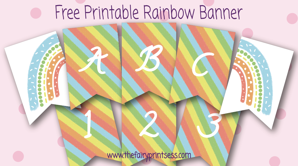 rainbow banner free printable for birthday parties, baby showers, home decor