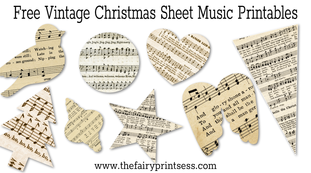 free printable vintage christmas sheet music set for paper ornaments, garland, crafts, and other diy projects