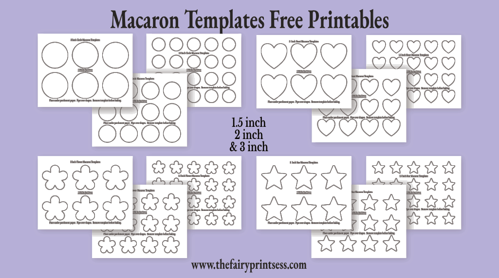 macaron templates circle flower heart and star shape templates free printable