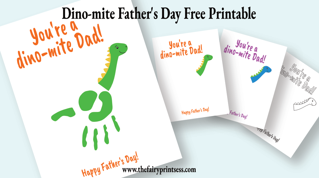 dinosaur handprint fathers day card free printable youre a dino-mite dad