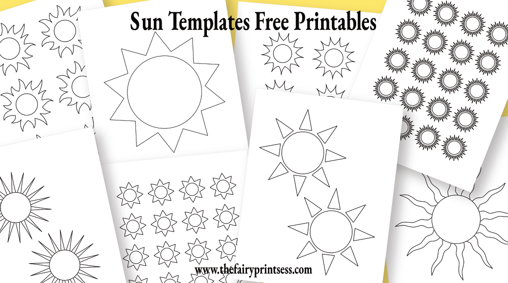 Sun templates free printables for craft projects and kids multiple sizes and shapes coloring pages
