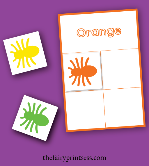free printable spider activities color matching