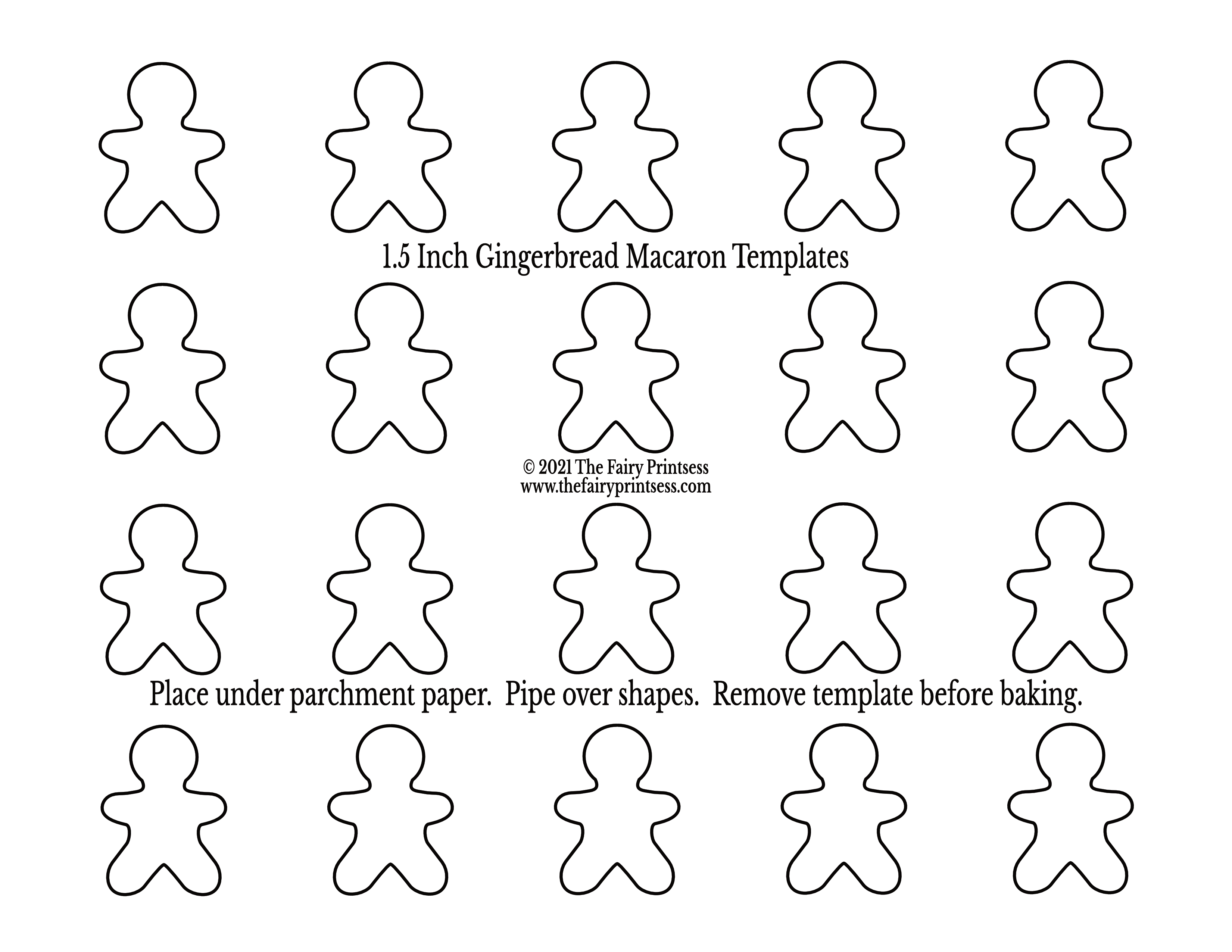 1.5 inch gingerbread man person macaron template free printable
