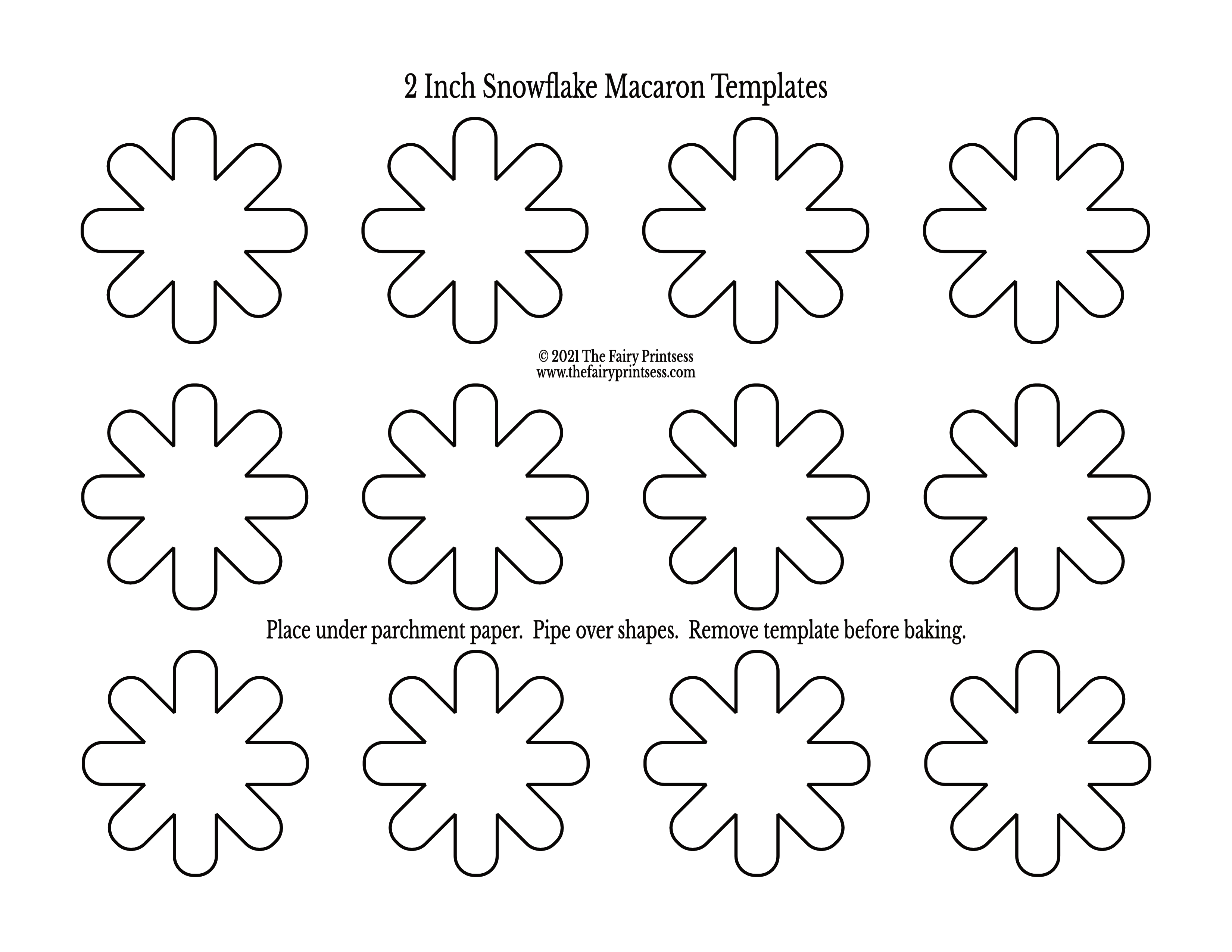 2 inch snowflake macaron template free printable