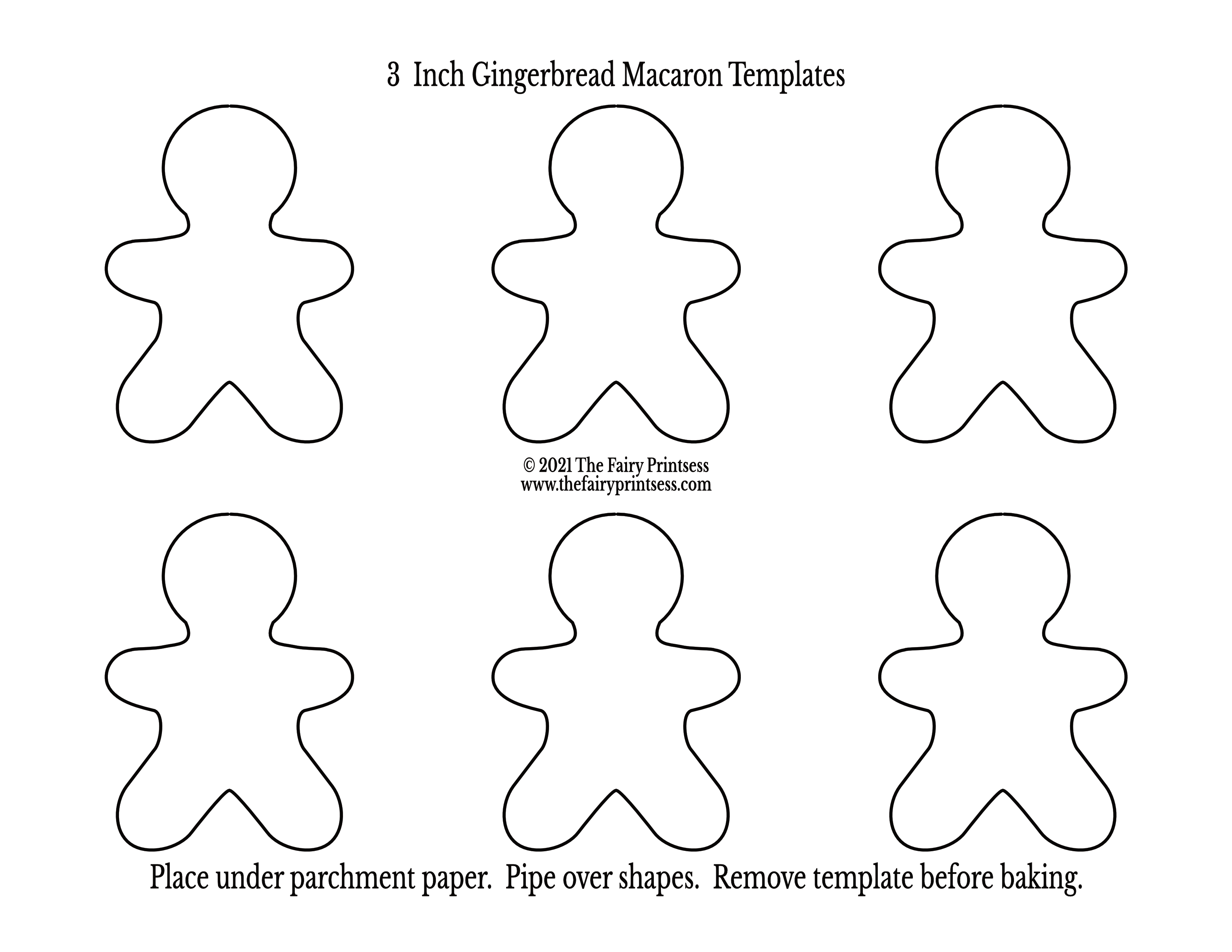 3 inch gingerbread man person macaron template free printable