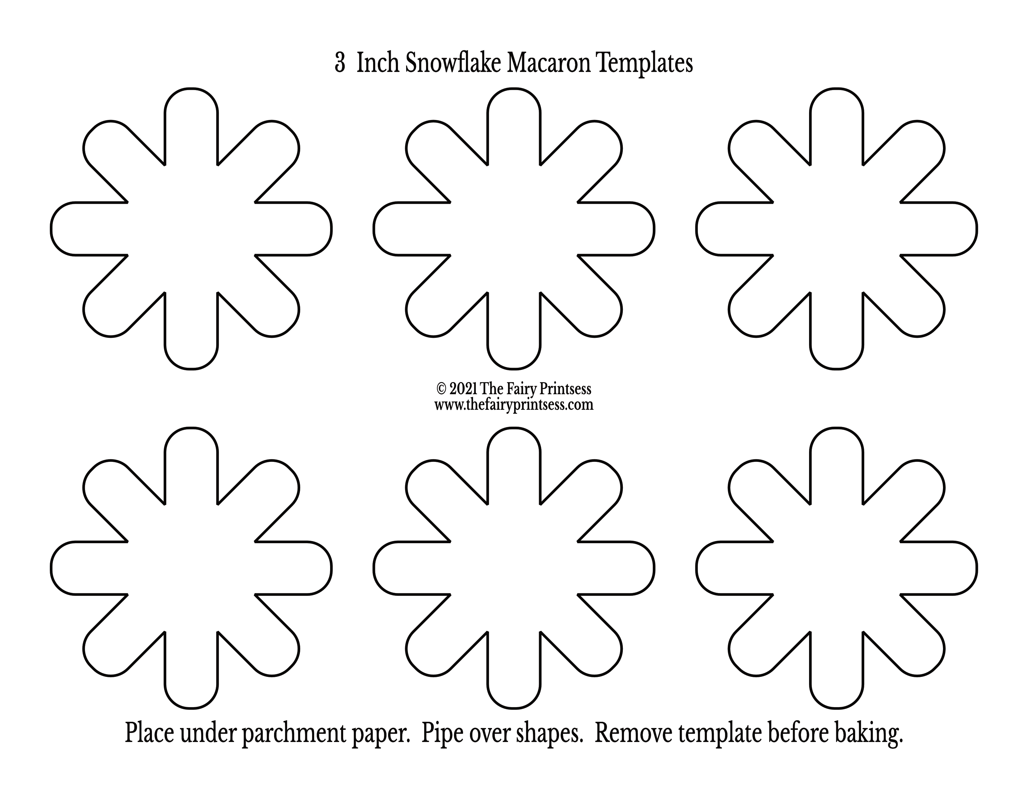 3 inch snowflake macaron template free printable