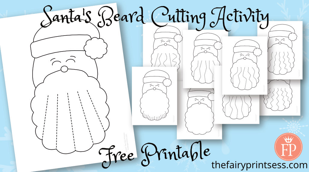 santa's beard cutting activity set free printable for pre-k or kindergarten