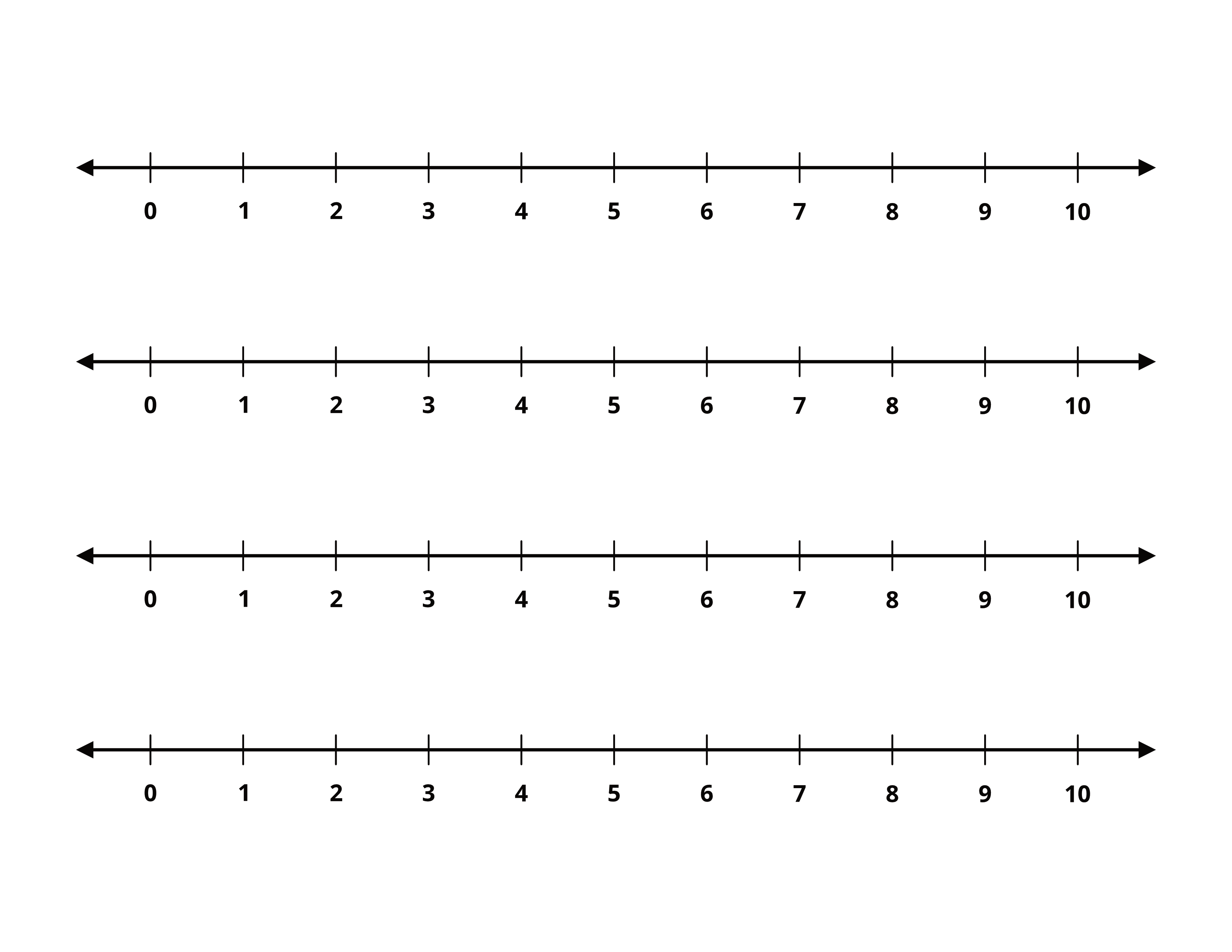 4 number lines 0 to 10 free printable