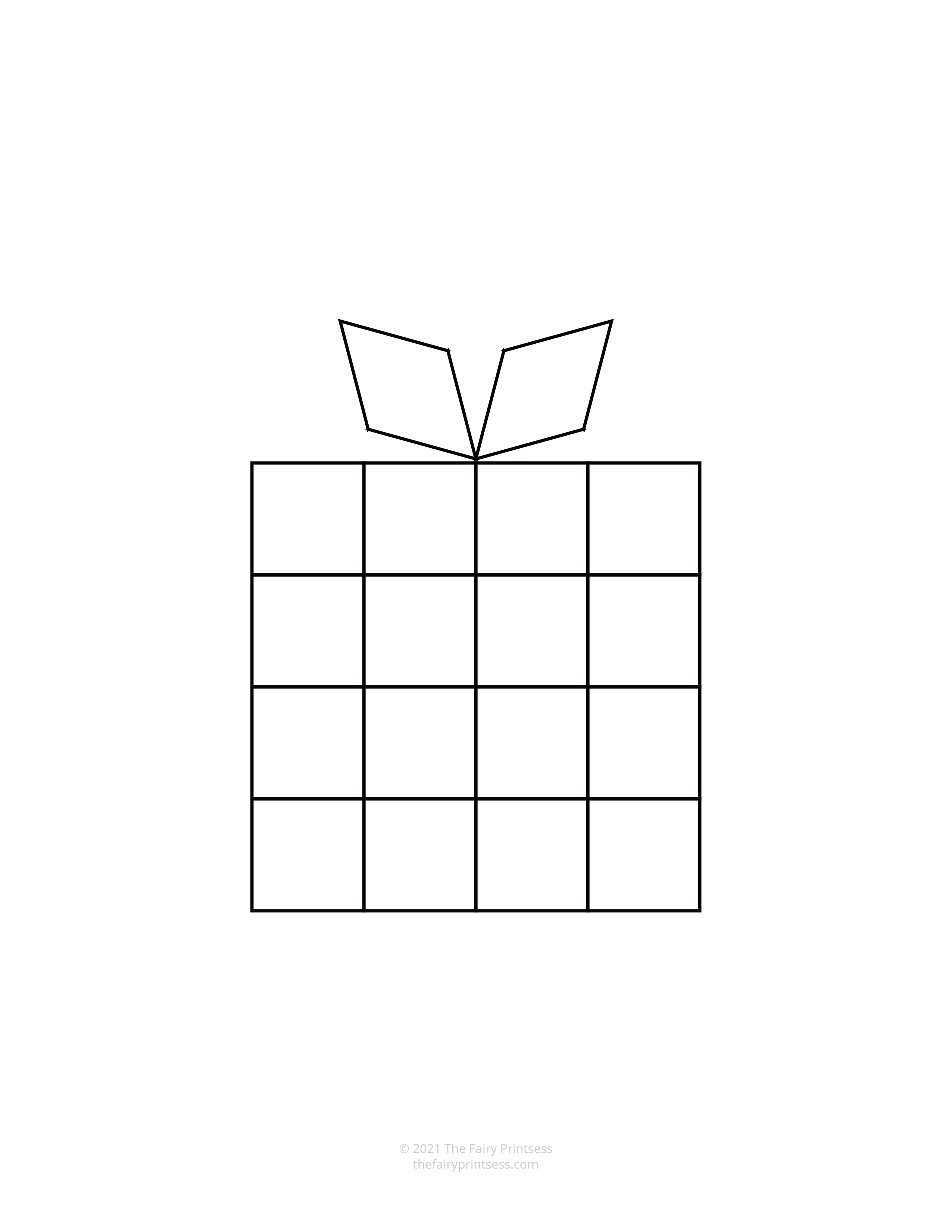 black and white present Christmas pattern block template shape mat free printable