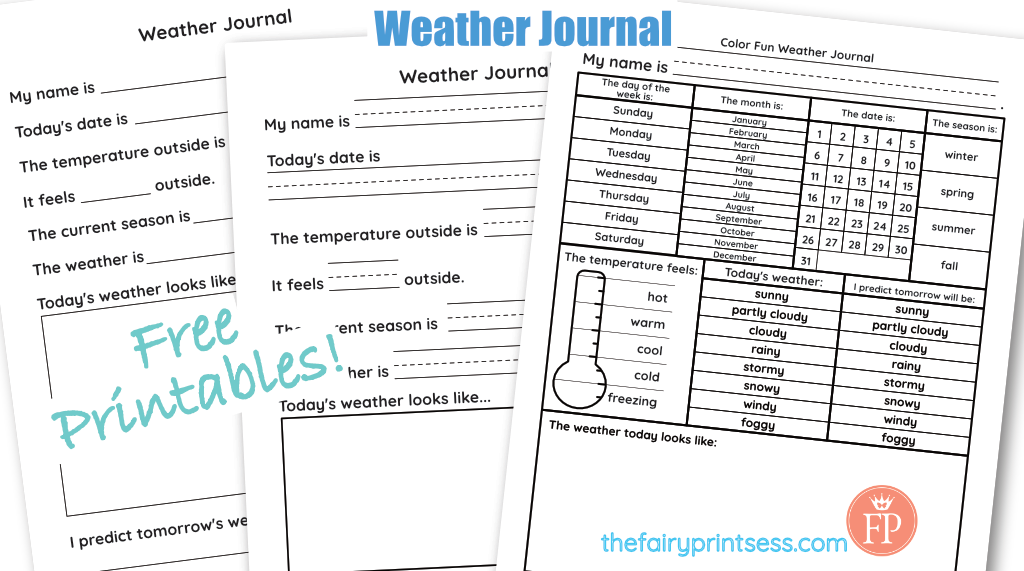 free printable weather journal pages for young children