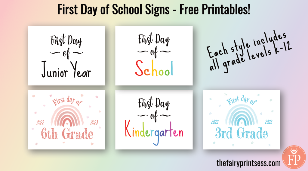 first day of school signs free printables