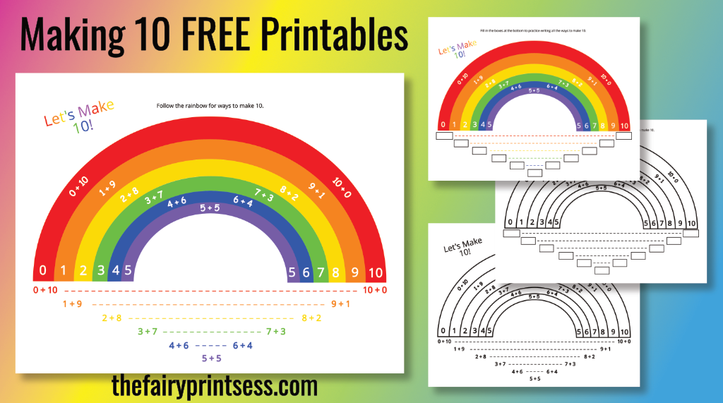 making 10 free printables - activities and visuals - coloring pages - 1st grade math