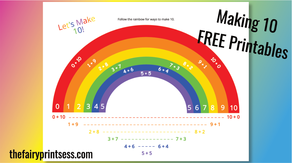 make a ten rainbow free printable visual for first grade math