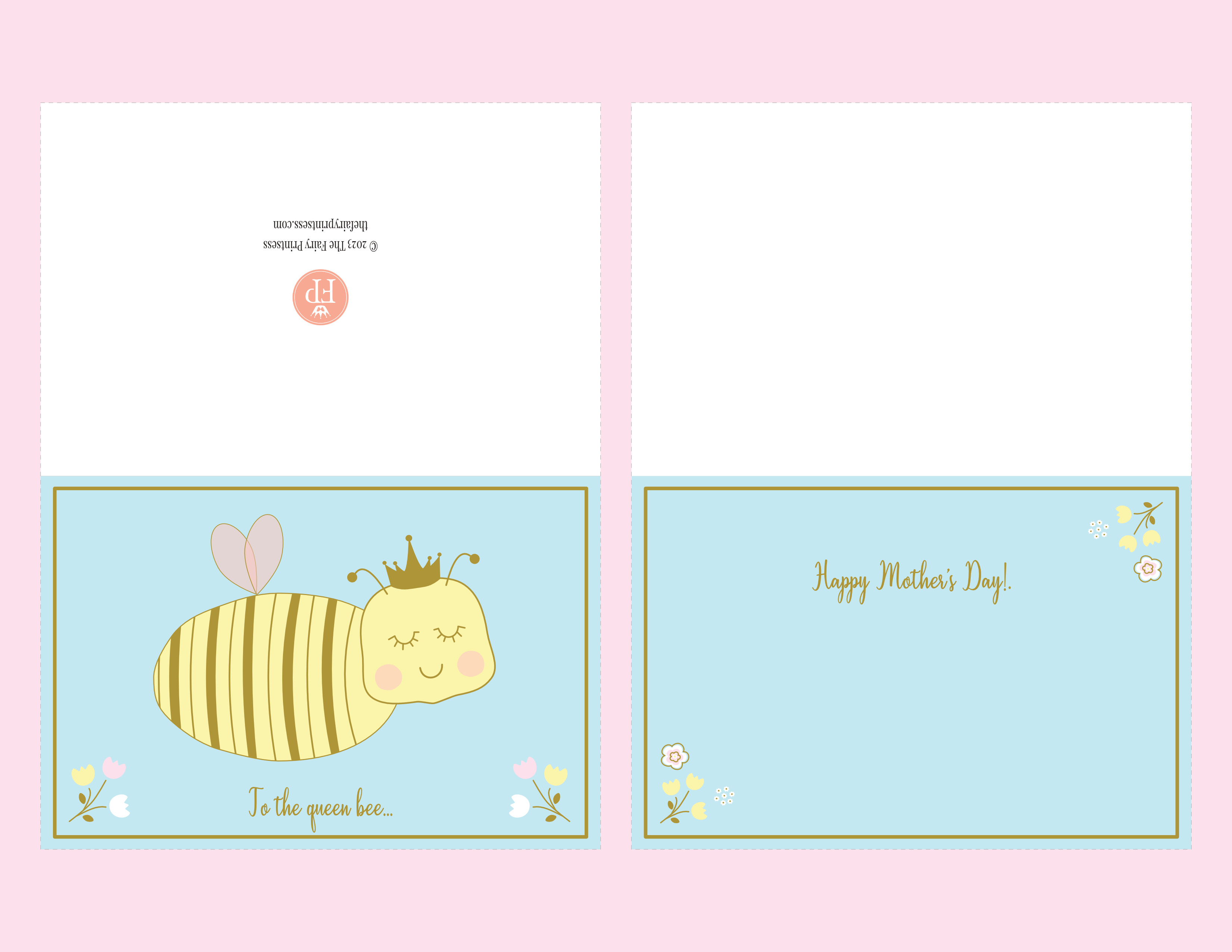 queen bee mother's day bifold card preview