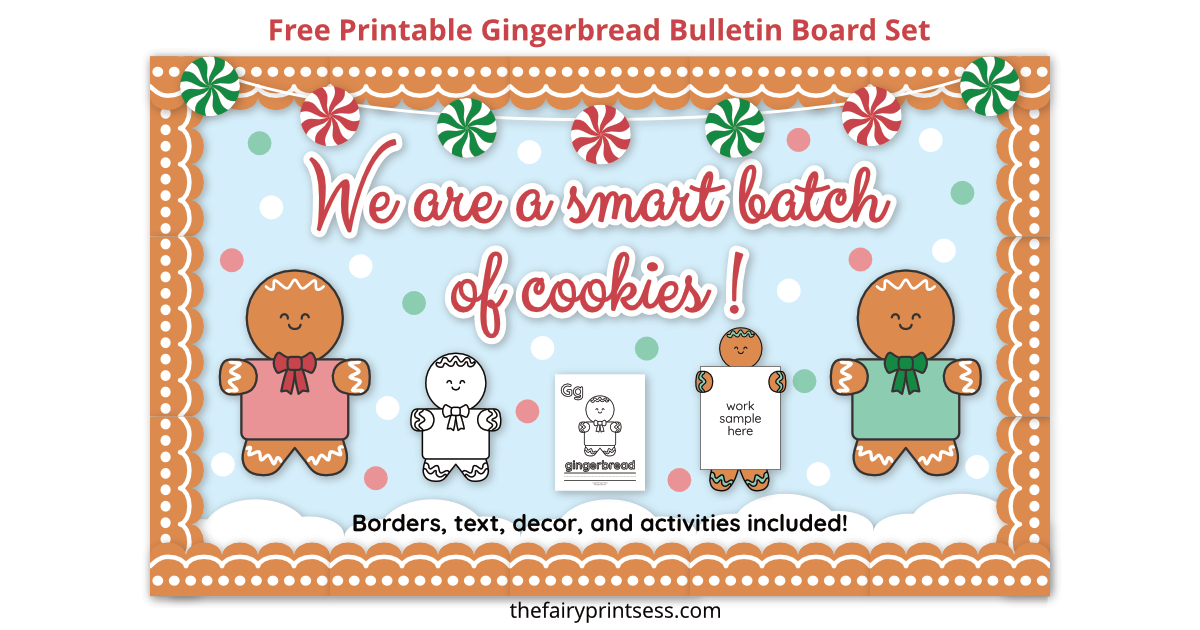 Gingerbread people bulletin board and activity set free printables- gingerbread man - with borders, decorations, activities, and more