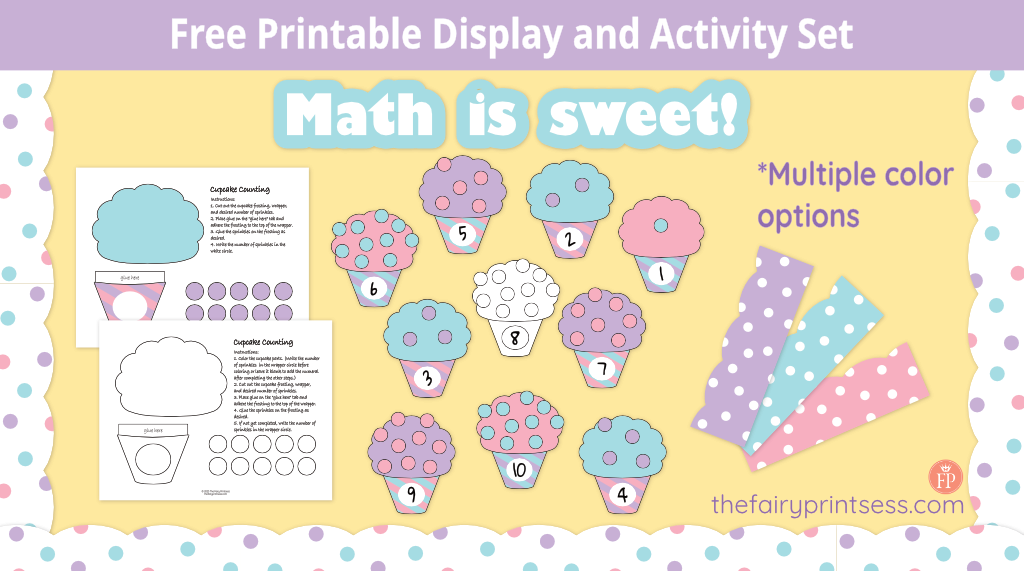 free printable math is sweet counting activity and classroom display set for pre-k, preschool, kindergarten, and first grade